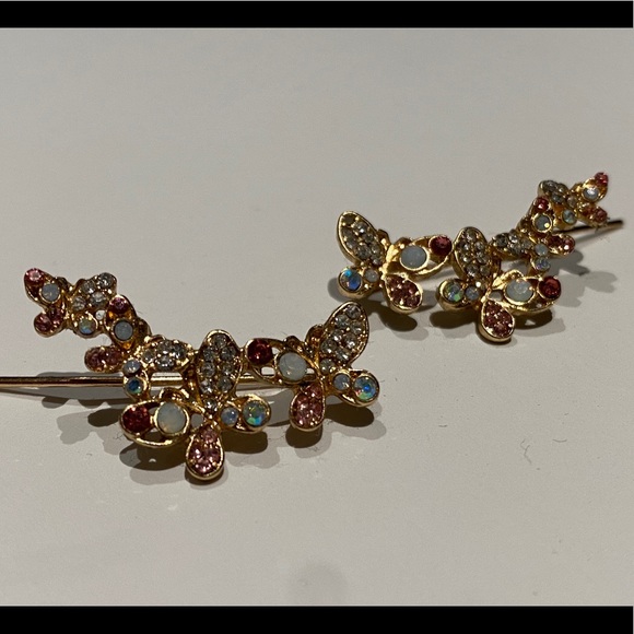 Butterfly Earring Climbers Cubic Zirconia - Picture 1 of 2